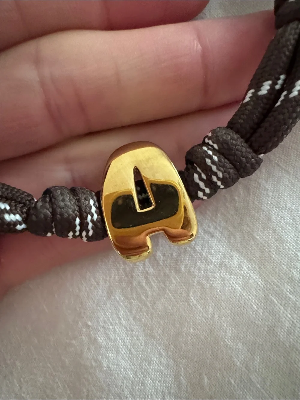 BaubleBar Knotty Initial Custom Bracelet - Brown Single Letter “A”
